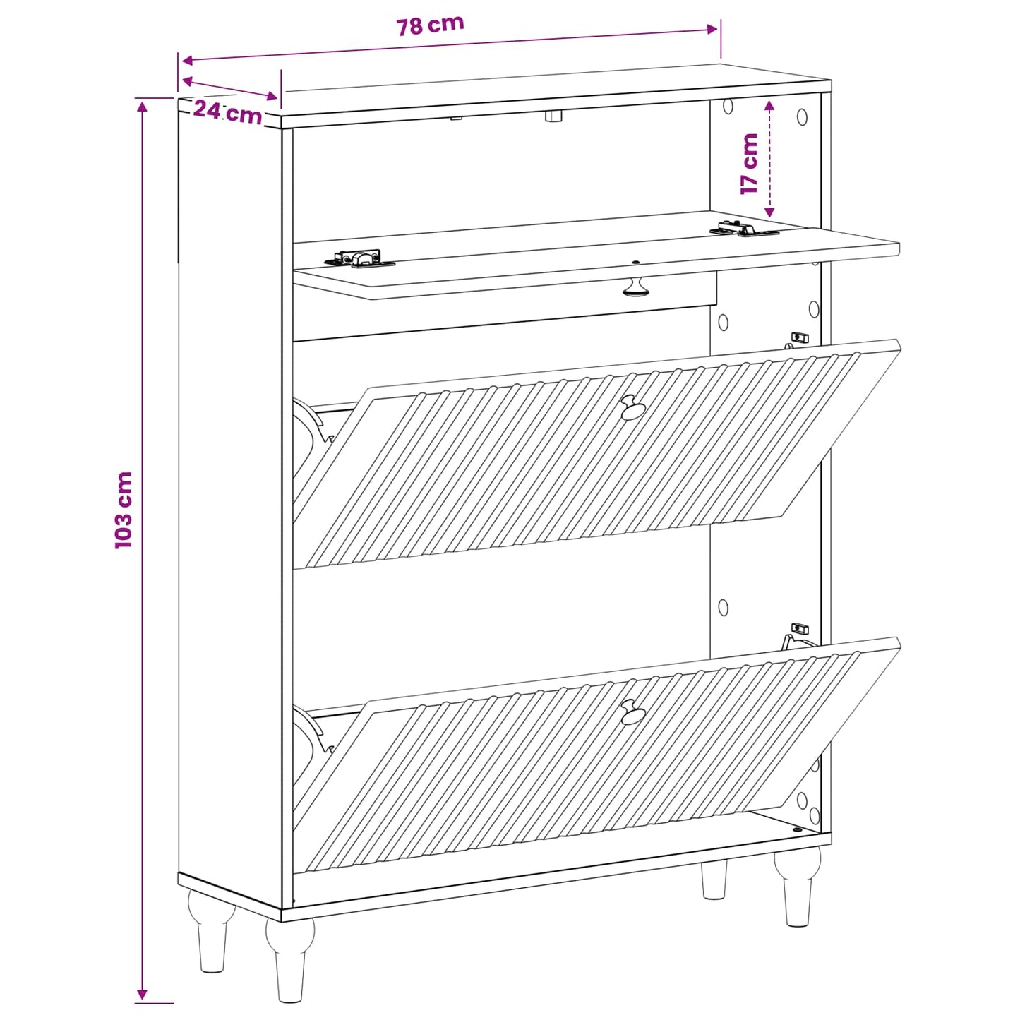 Sko skab ALKMAAR 78 x 24 x 103 cm Konstrueret træ Hvid højglans