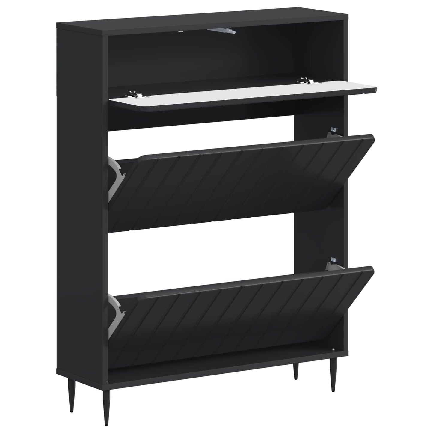 Sko skab ZWOLLE 78 x 24 x 103 cm Konstrueret træ Sort