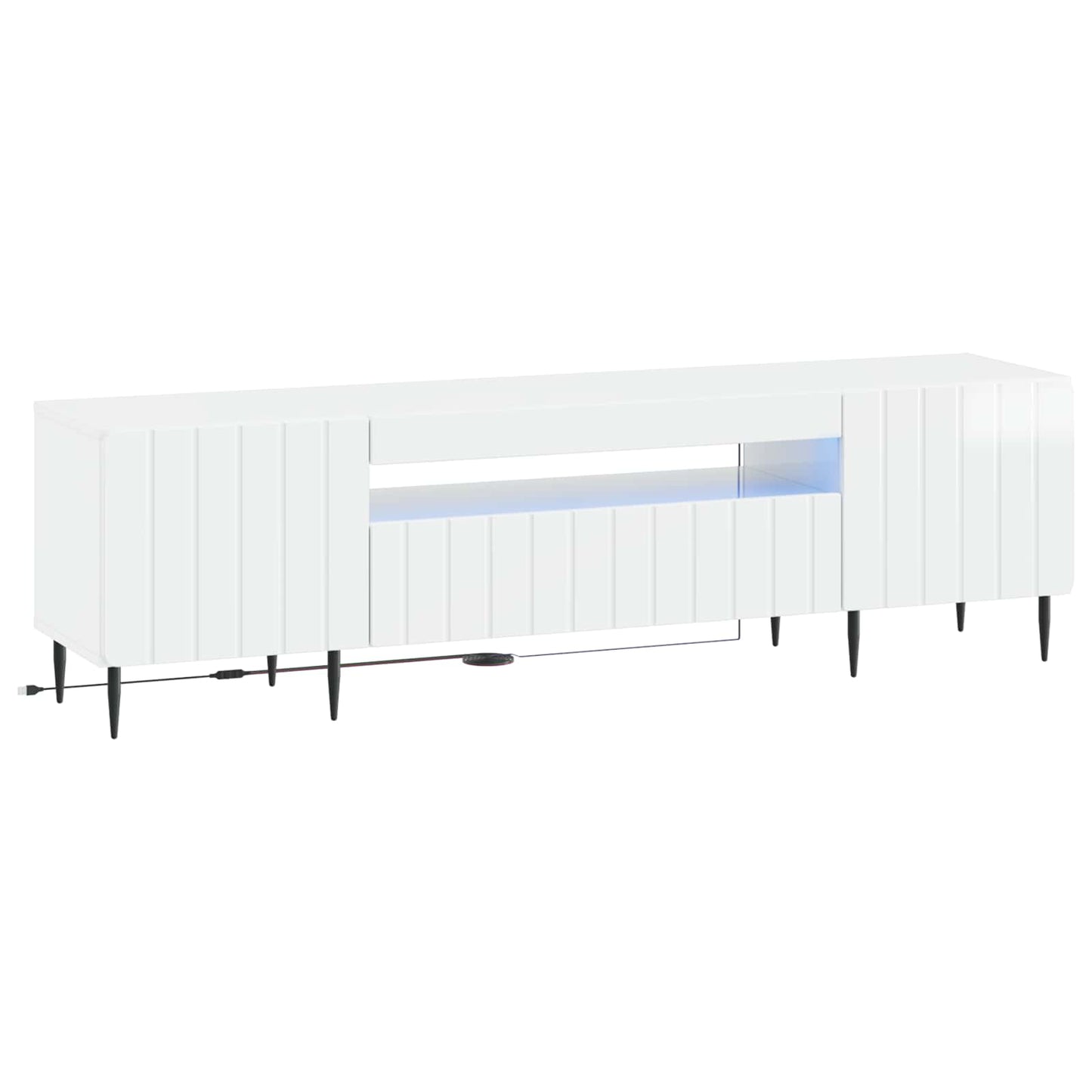 LED TV-skab Hvid højglans Konstrueret træ