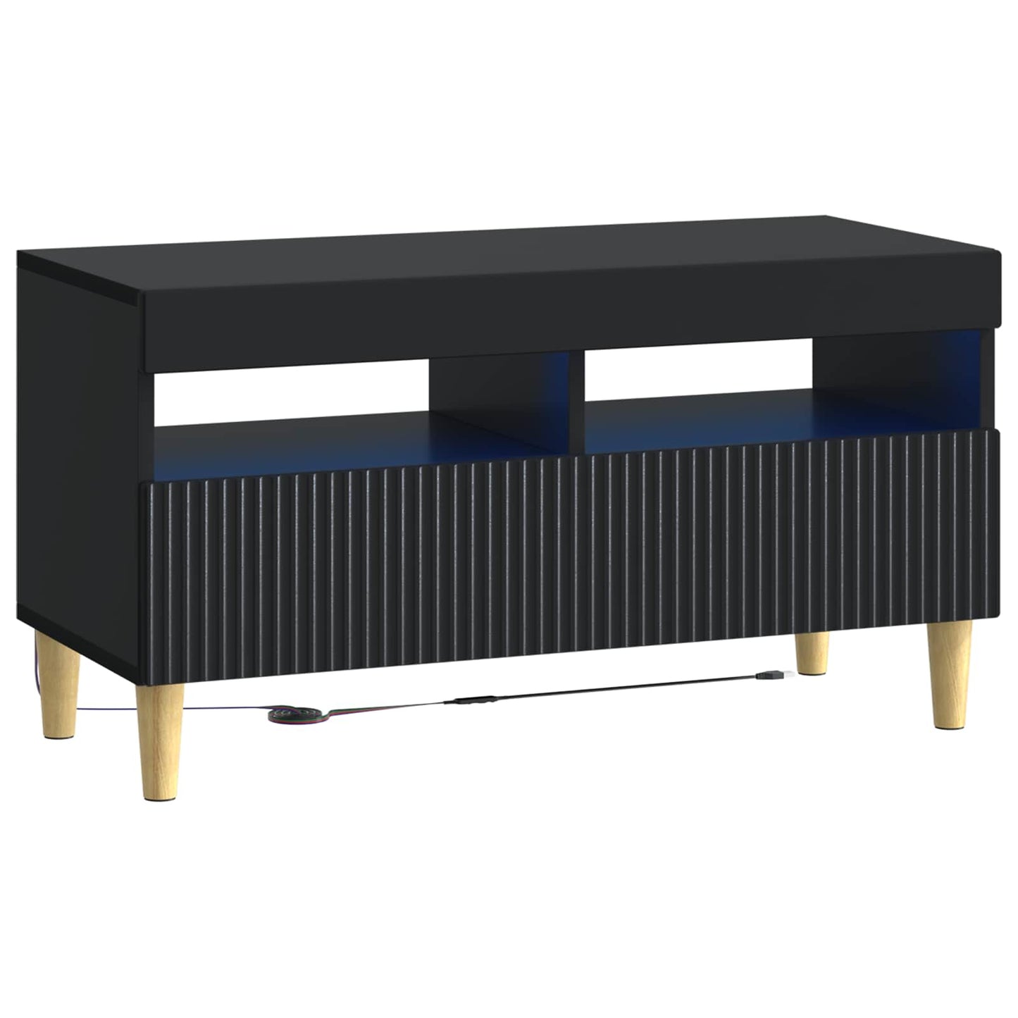 LED TV-skab Sort Konstrueret træ
