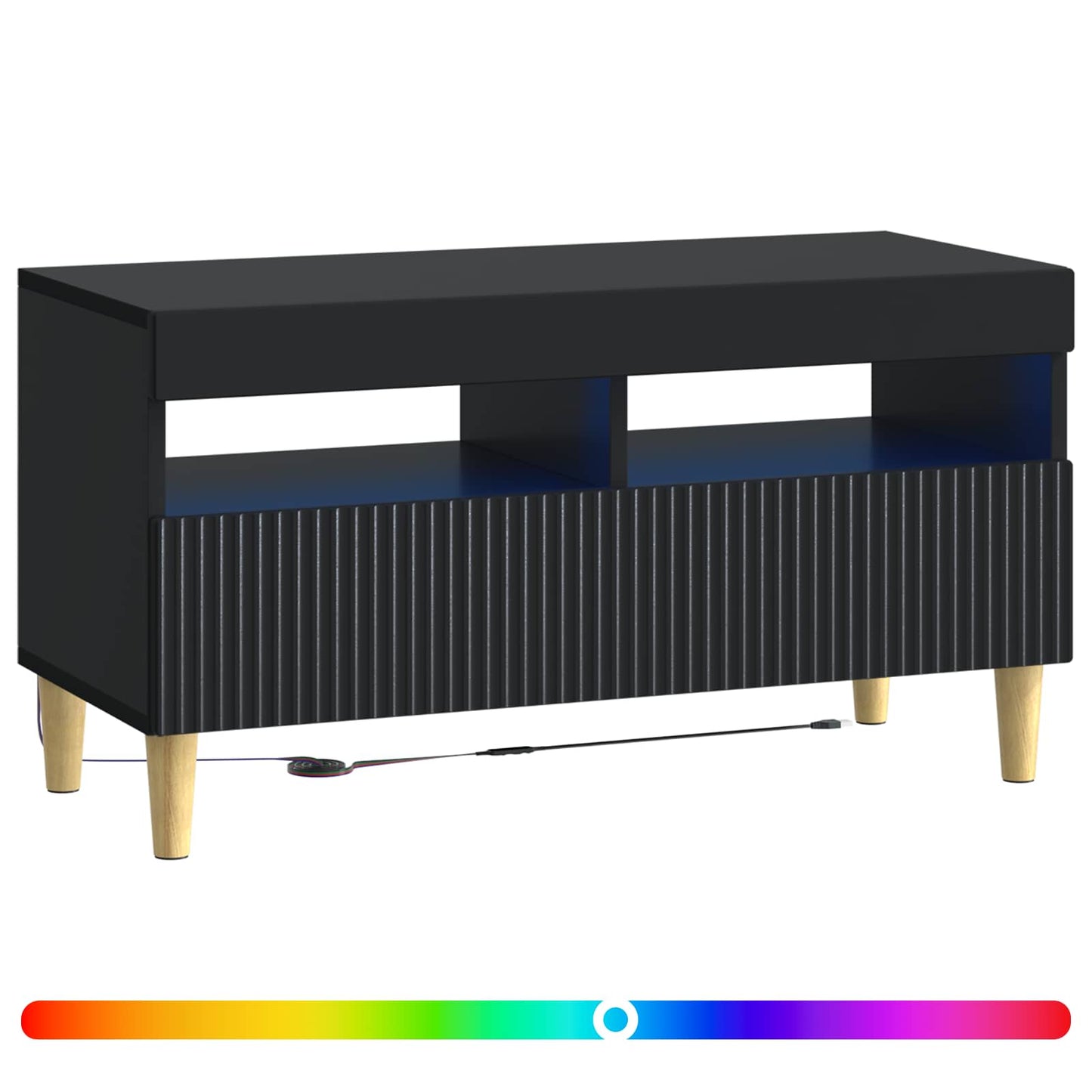 LED TV-skab Sort Konstrueret træ