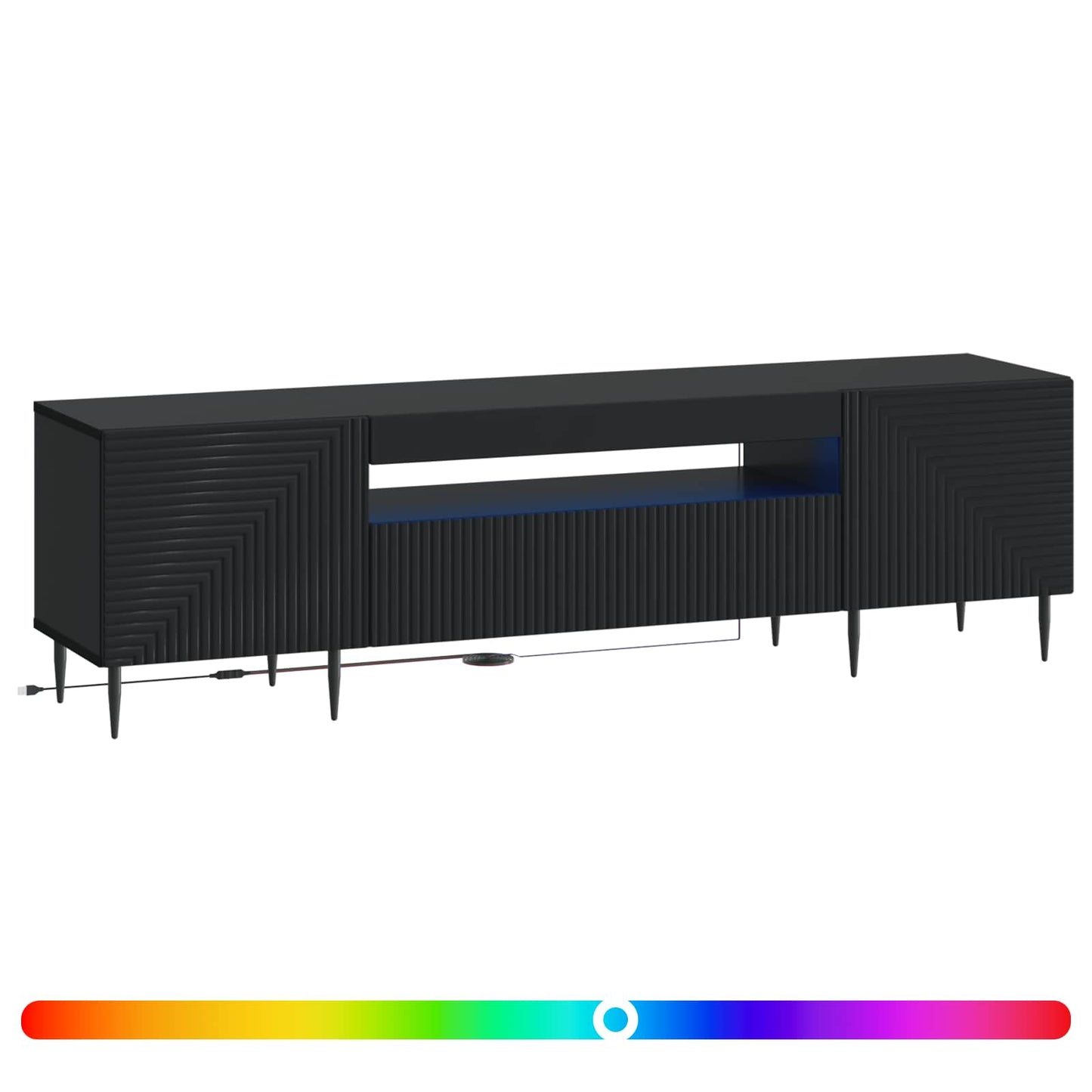 LED TV-skab Sort Konstrueret træ
