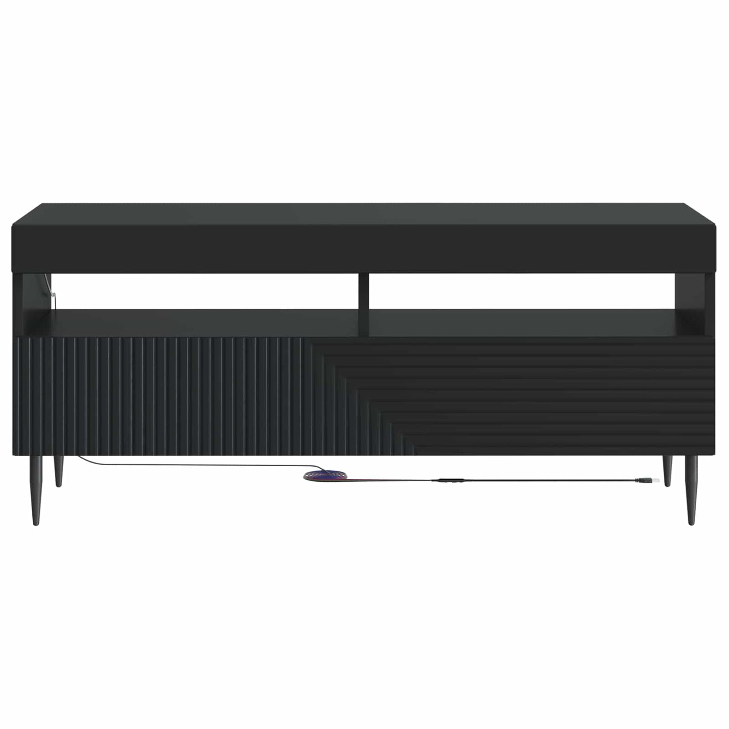 LED TV-skab Sort Konstrueret træ