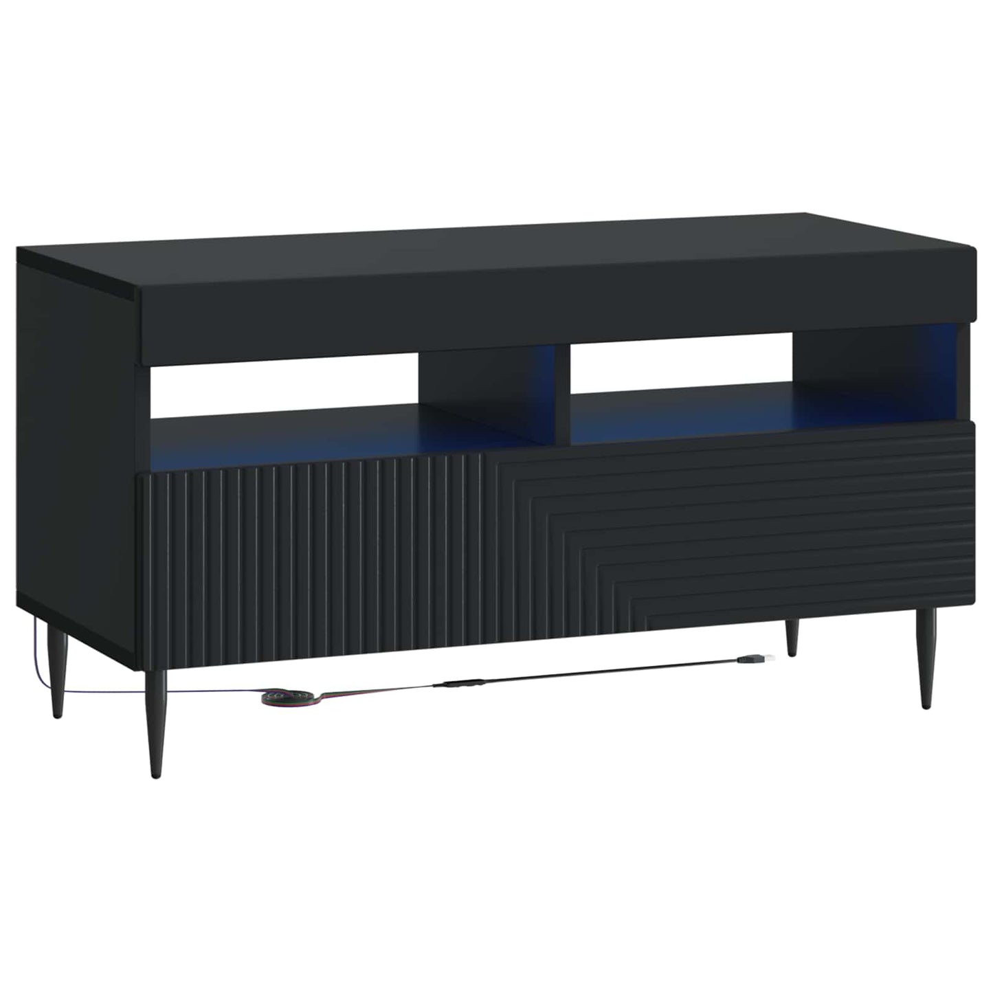 LED TV-skab Sort Konstrueret træ