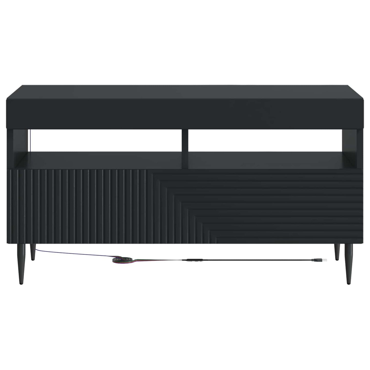 LED TV-skab Sort Konstrueret træ