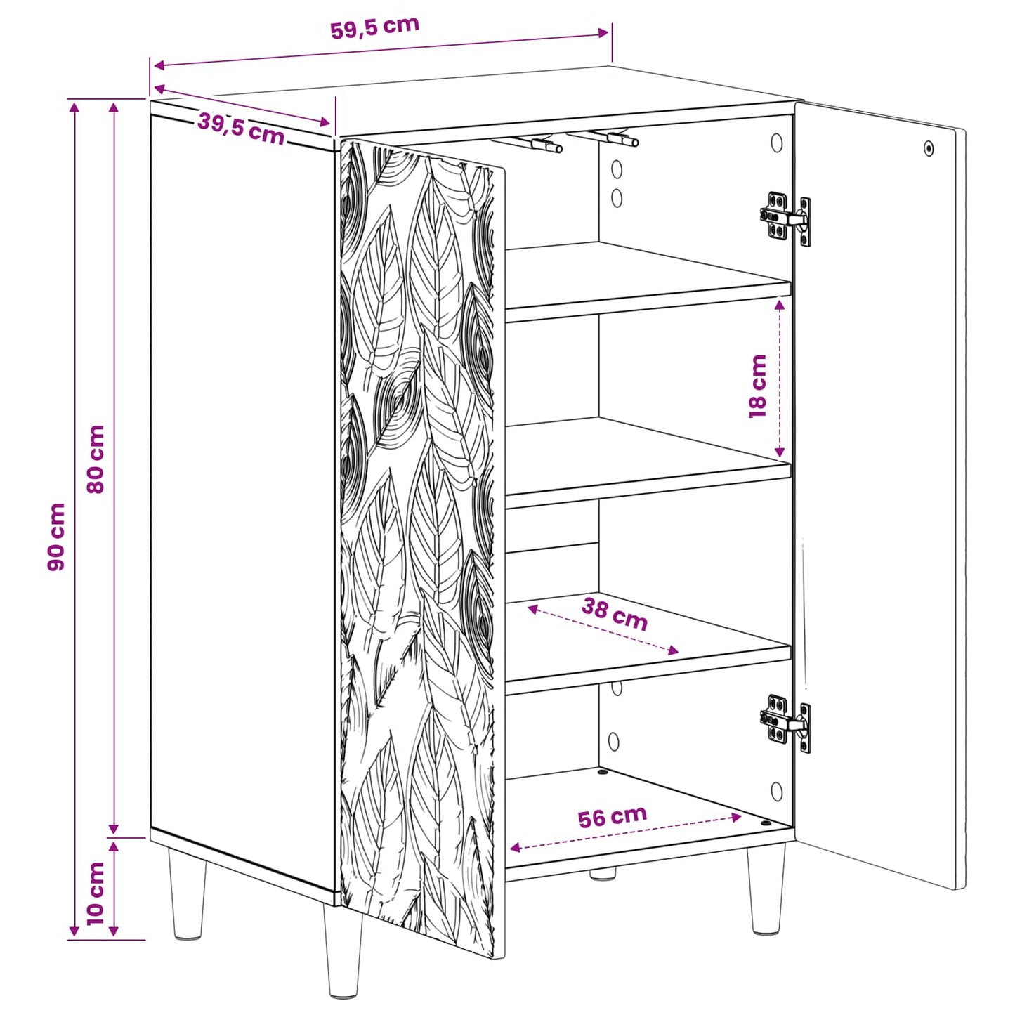 Sko skab DELFT 59,5 x 39,5 x 90 cm Konstrueret træ Artisan-eg
