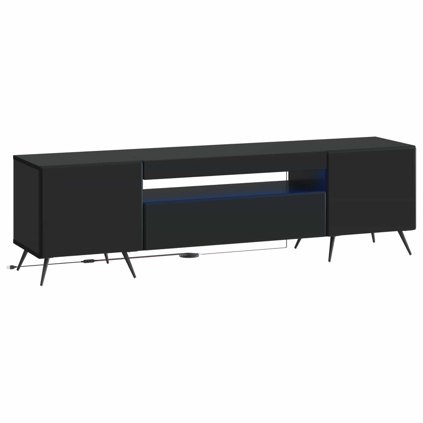 LED TV-skab Sort Konstrueret træ