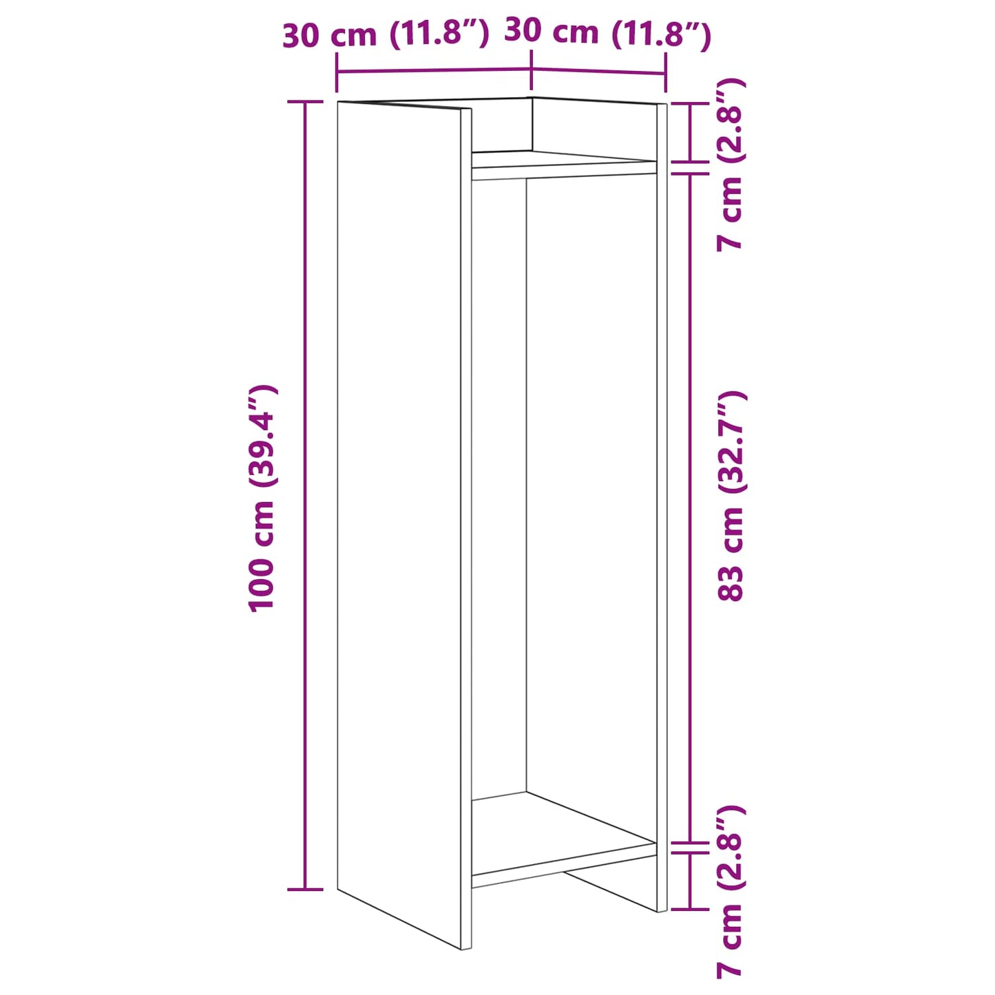Planteholder 2 pcs BetonGrå 30 x 30 x 100 cm Konstrueret træ
