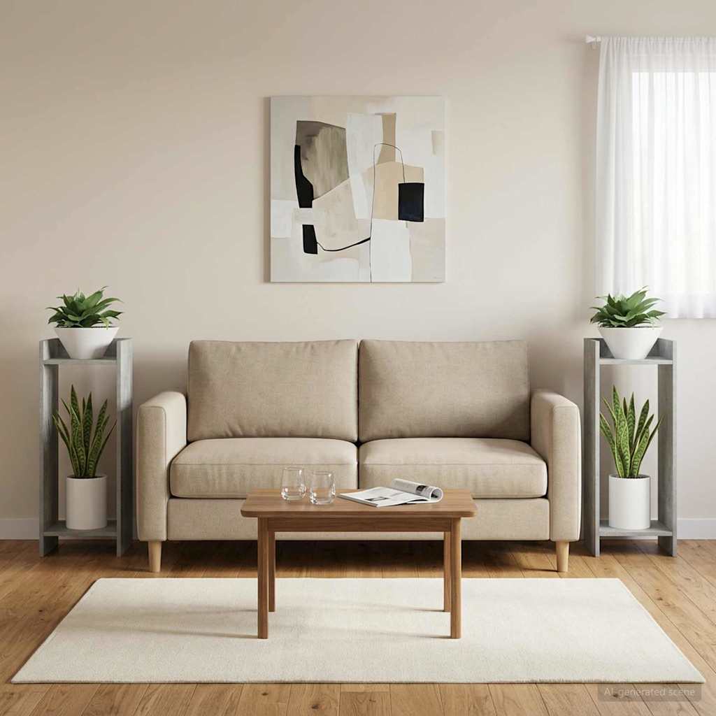 Planteholder 2 pcs BetonGrå 30 x 30 x 80 cm Konstrueret træ