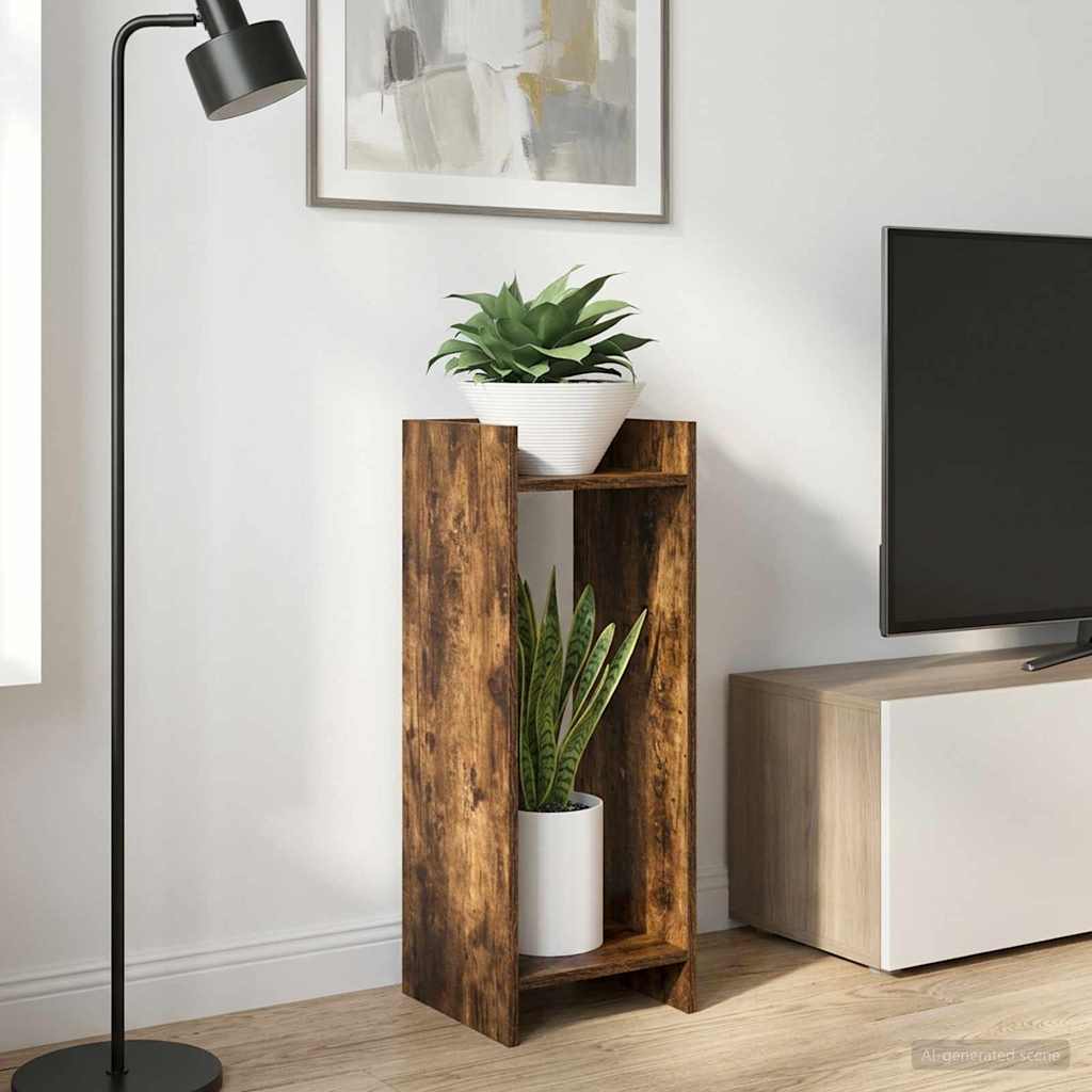 Planteholder 2 pcs Røget Eg 30 x 30 x 80 cm Konstrueret træ billede