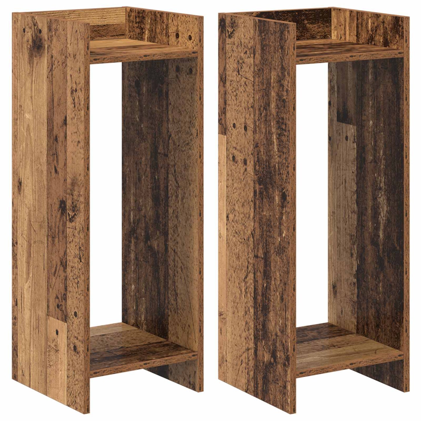 Planteholder 2 pcs Gammelt træ 30 x 30 x 80 cm Konstrueret træ