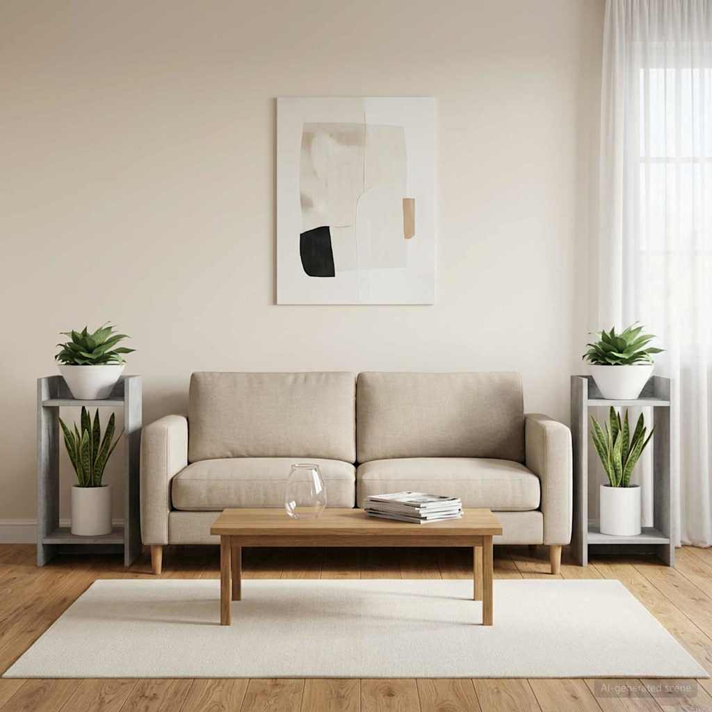 Planteholder 2 pcs BetonGrå 30 x 30 x 60 cm Konstrueret træ