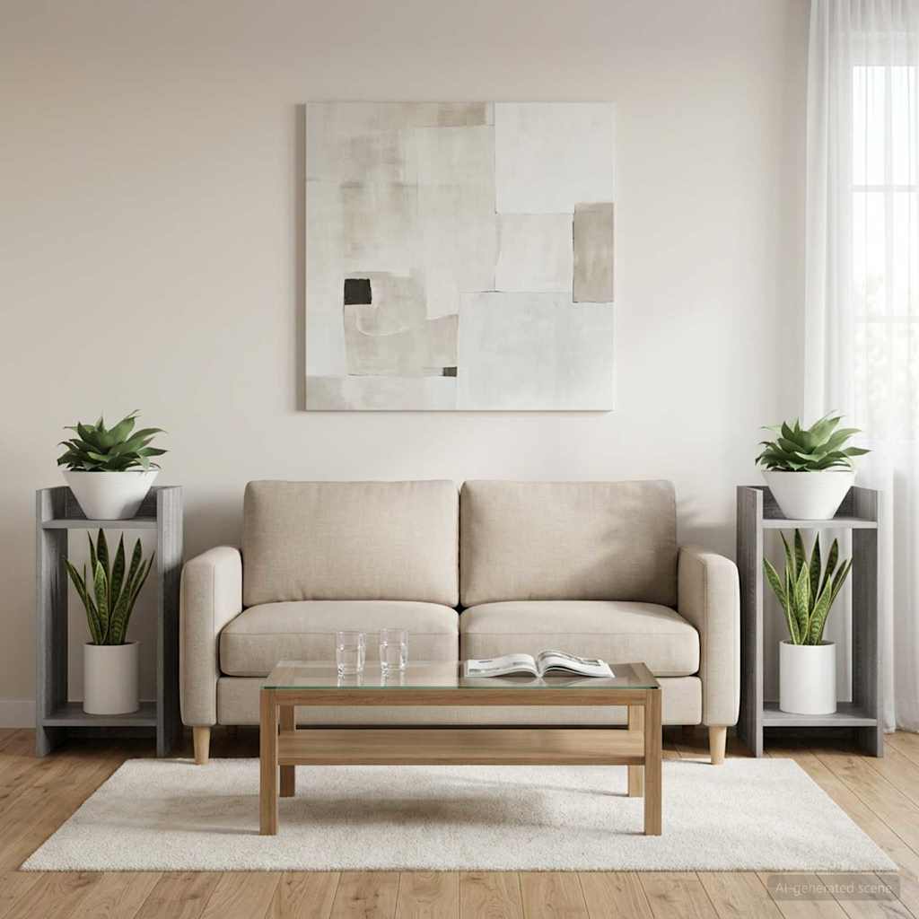 Planteholder 2 pcs Grå Sonoma 30 x 30 x 60 cm Konstrueret træ billede