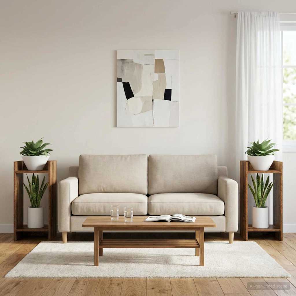 Planteholder 2 pcs Gammelt træ 30 x 30 x 60 cm Konstrueret træ billede