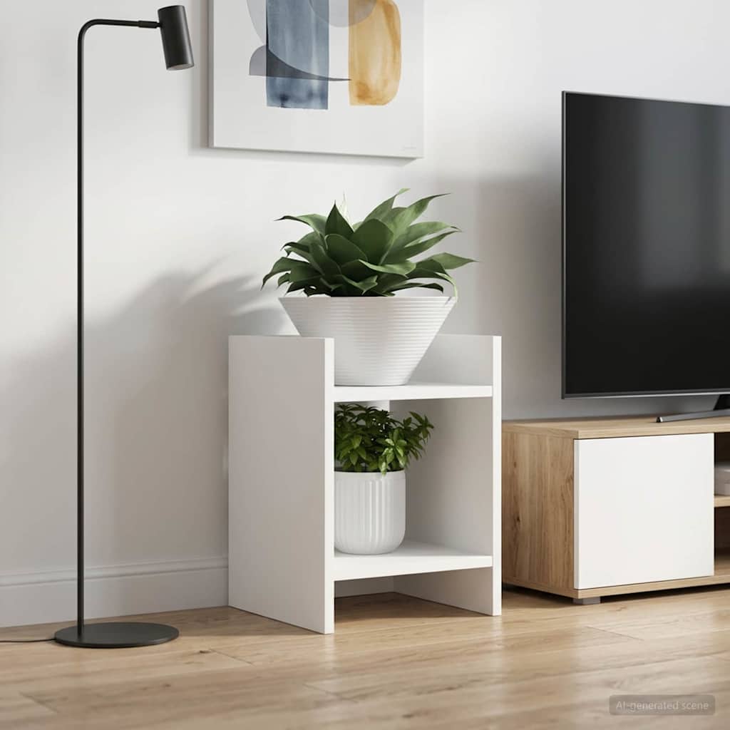 Planteholder med hylde Hvid 30 x 30 x 40 cm Konstrueret træ