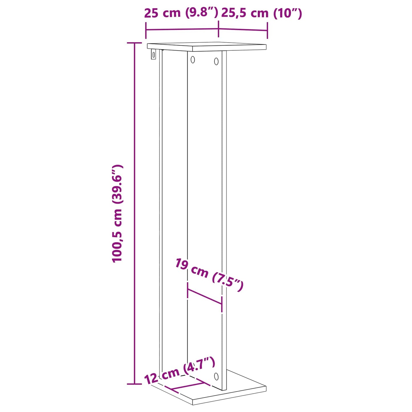 Planteholder 2 pcs BetonGrå 25 x 25,5 x 100,5 cm