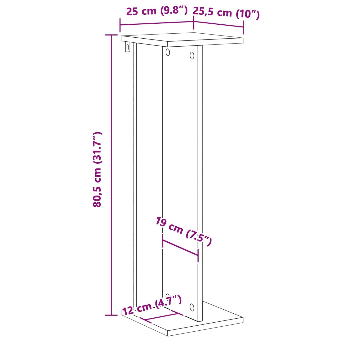 Planteholder 2 pcs Sonoma eg 25 x 25,5 x 80,5 cm