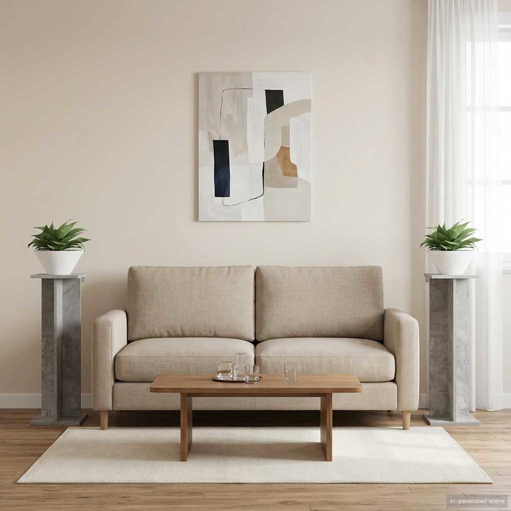 Planteholder 2 pcs BetonGrå 25 x 25,5 x 80,5 cm Konstrueret træ billede