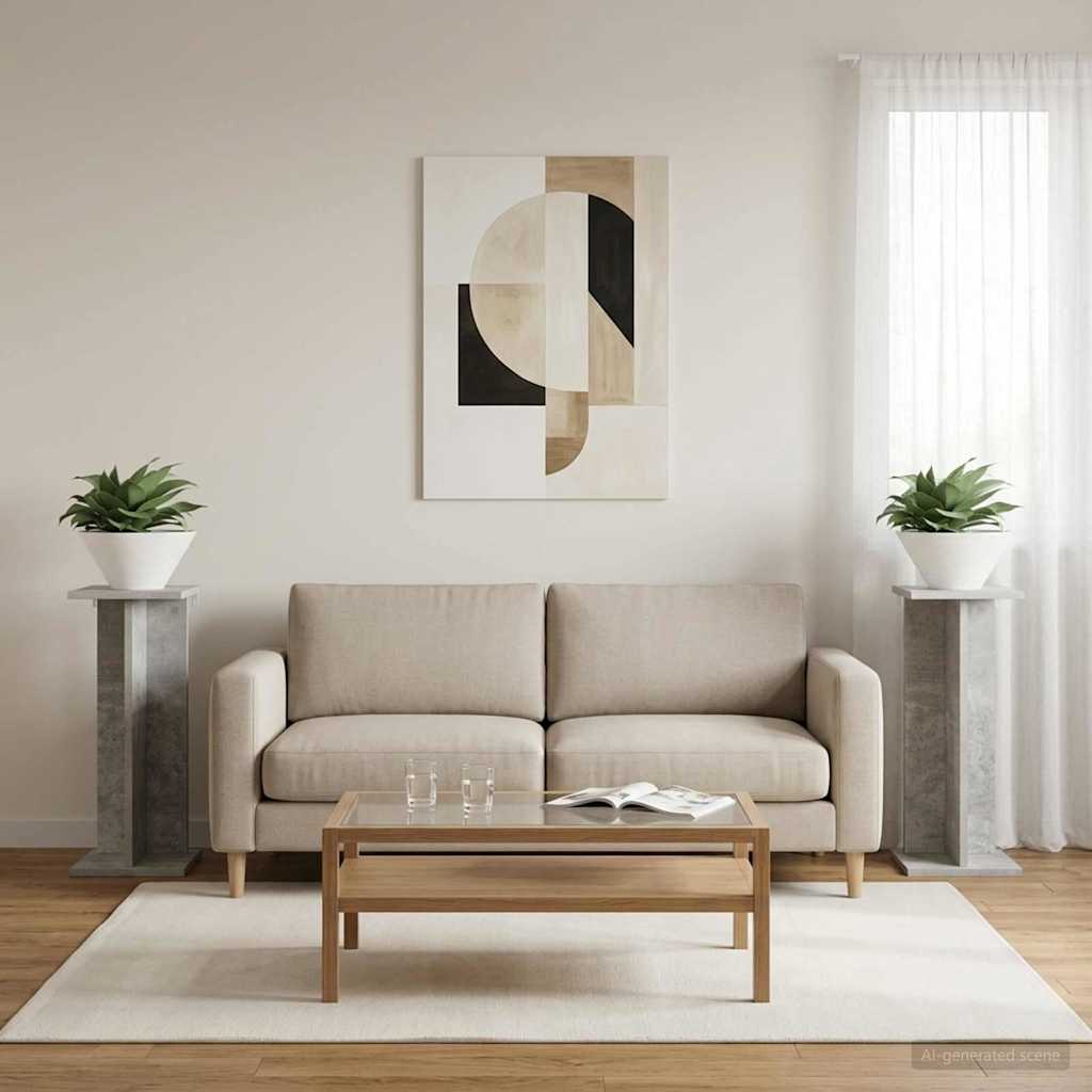 Planteholder 2 pcs BetonGrå 25 x 25,5 x 60,5 cm Konstrueret træ billede
