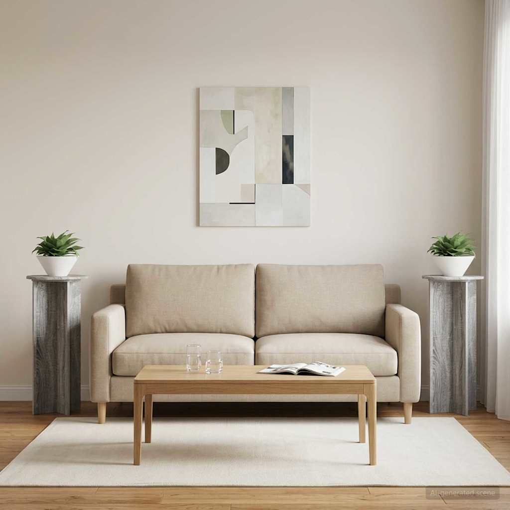 Planteholder 2 pcs Grå sonoma-eg Ø40 x 100 cm Konstrueret træ billede