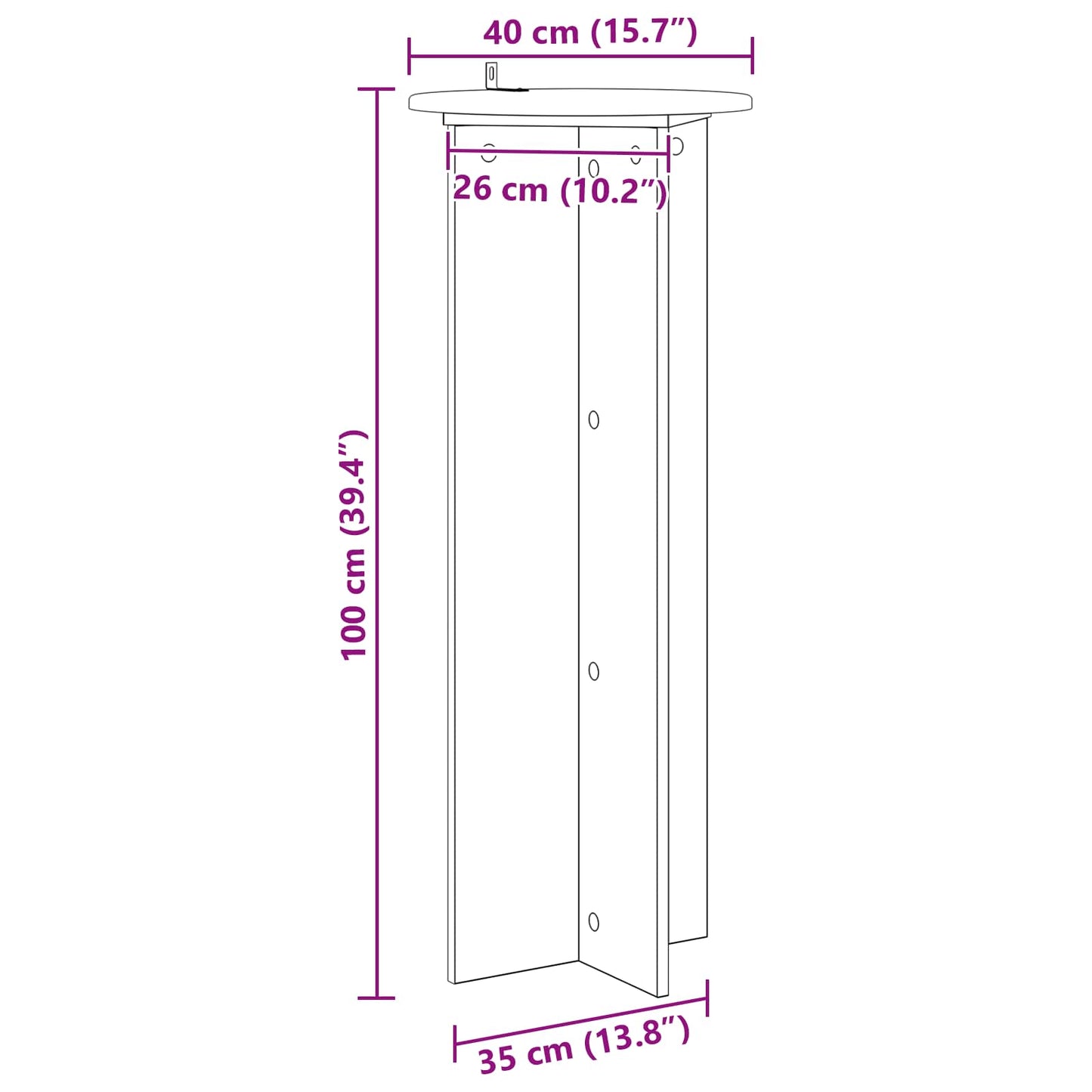 Planteholder 2 pcs Gammelt træ Ø40 x 100 cm Konstrueret træ