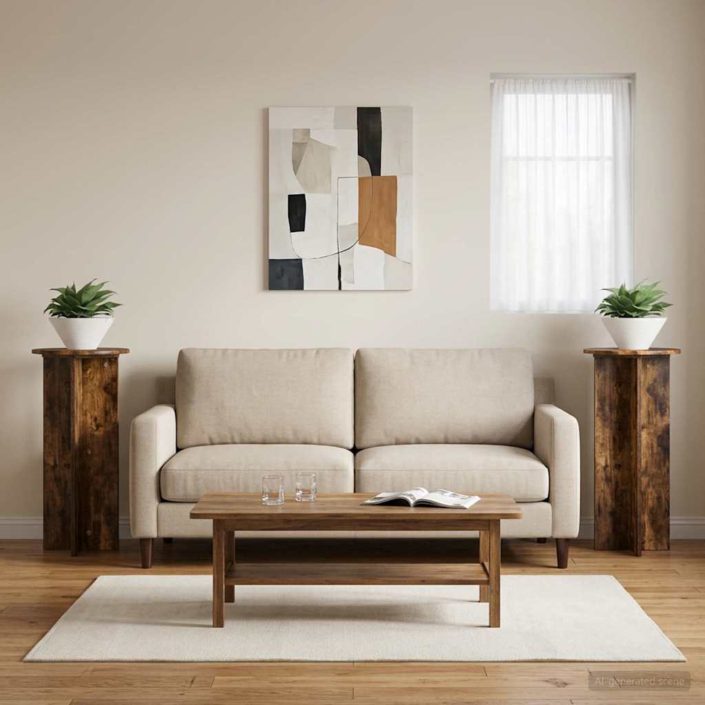 Planteholder 2 pcs Røget eg 40 x 40 x 80 cm Konstrueret træ