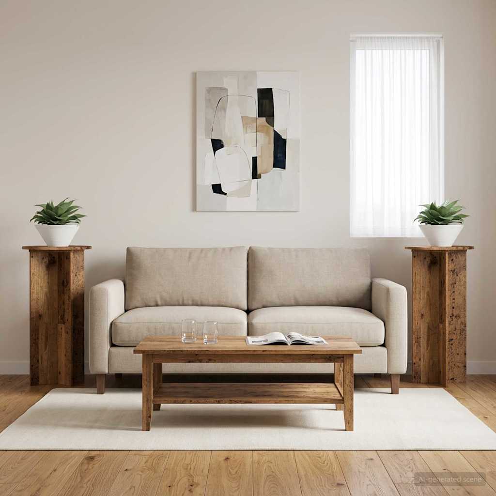 Planteholder 2 pcs Gammelt træ 40 x 40 x 80 cm Konstrueret træ billede