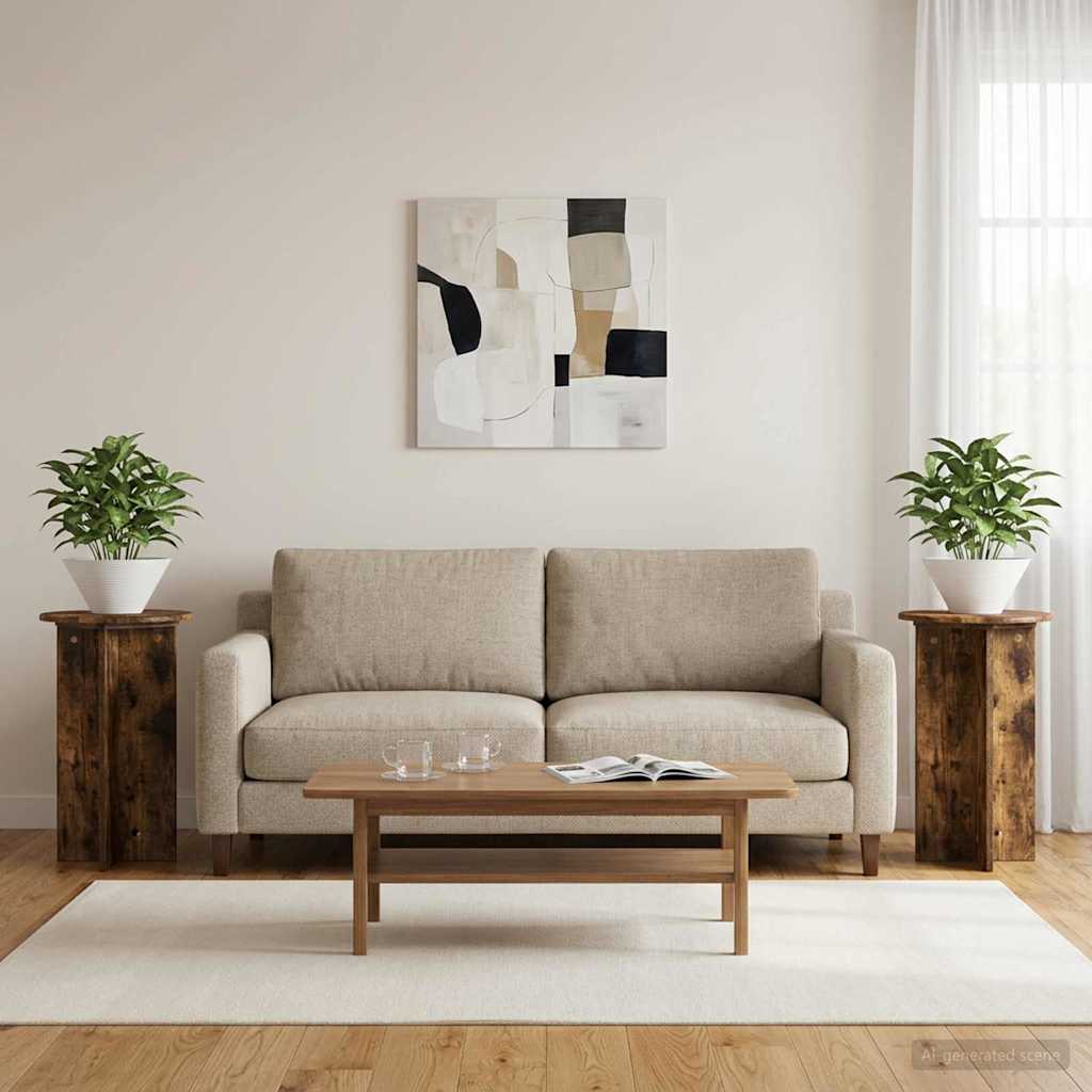 Planteholder 2 pcs Røget eg Ø40 x 60 cm Konstrueret træ