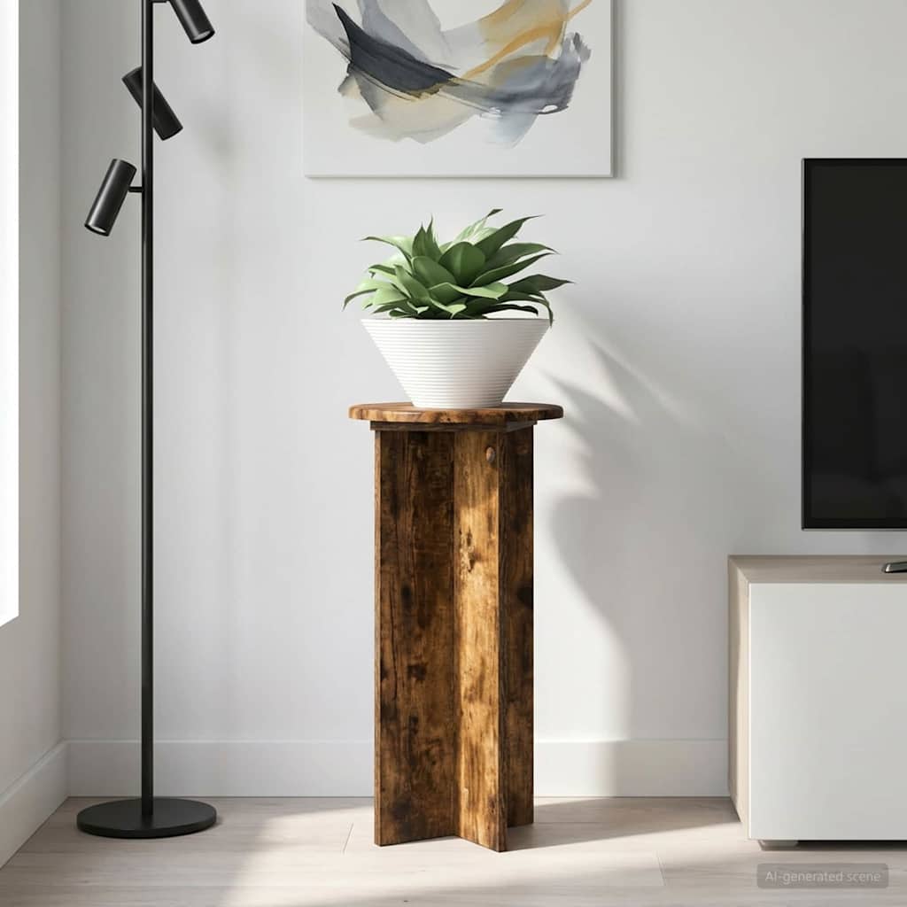 Planteholder 2 pcs Røget eg 29,5 x 29,5 x 60 cm Konstrueret træ billede