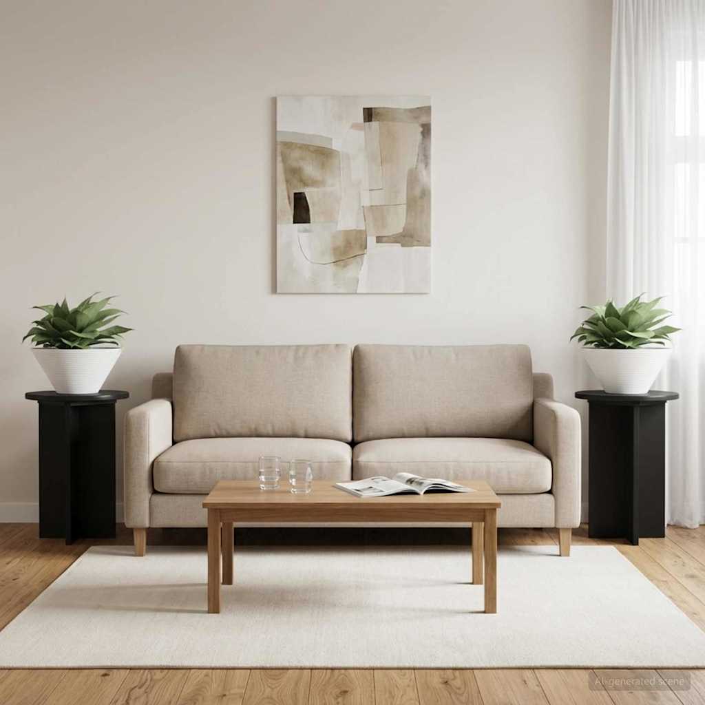 Planteholder 2 pcs Sort Ø29,5 x 40 cm Konstrueret træ billede