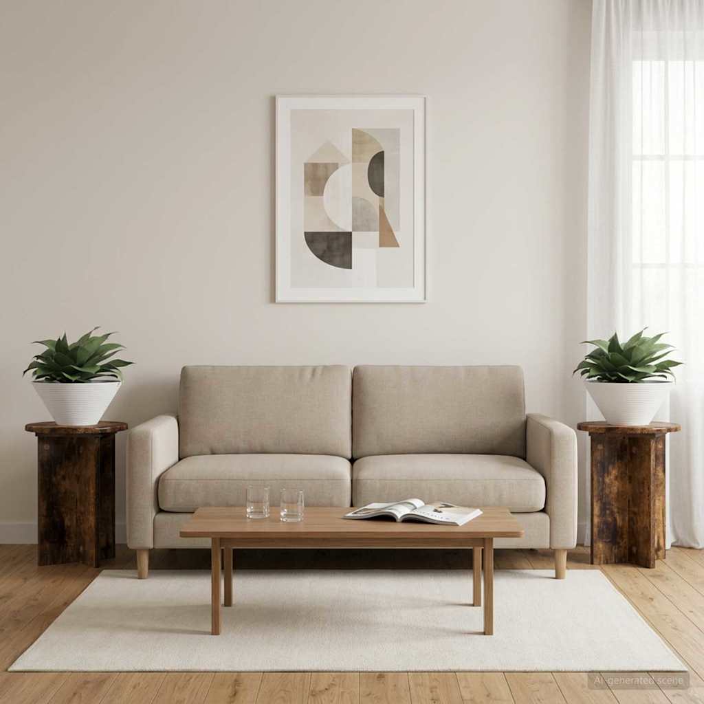 Planteholder 2 pcs Røget eg Ø29,5 x 40 cm Konstrueret træ billede