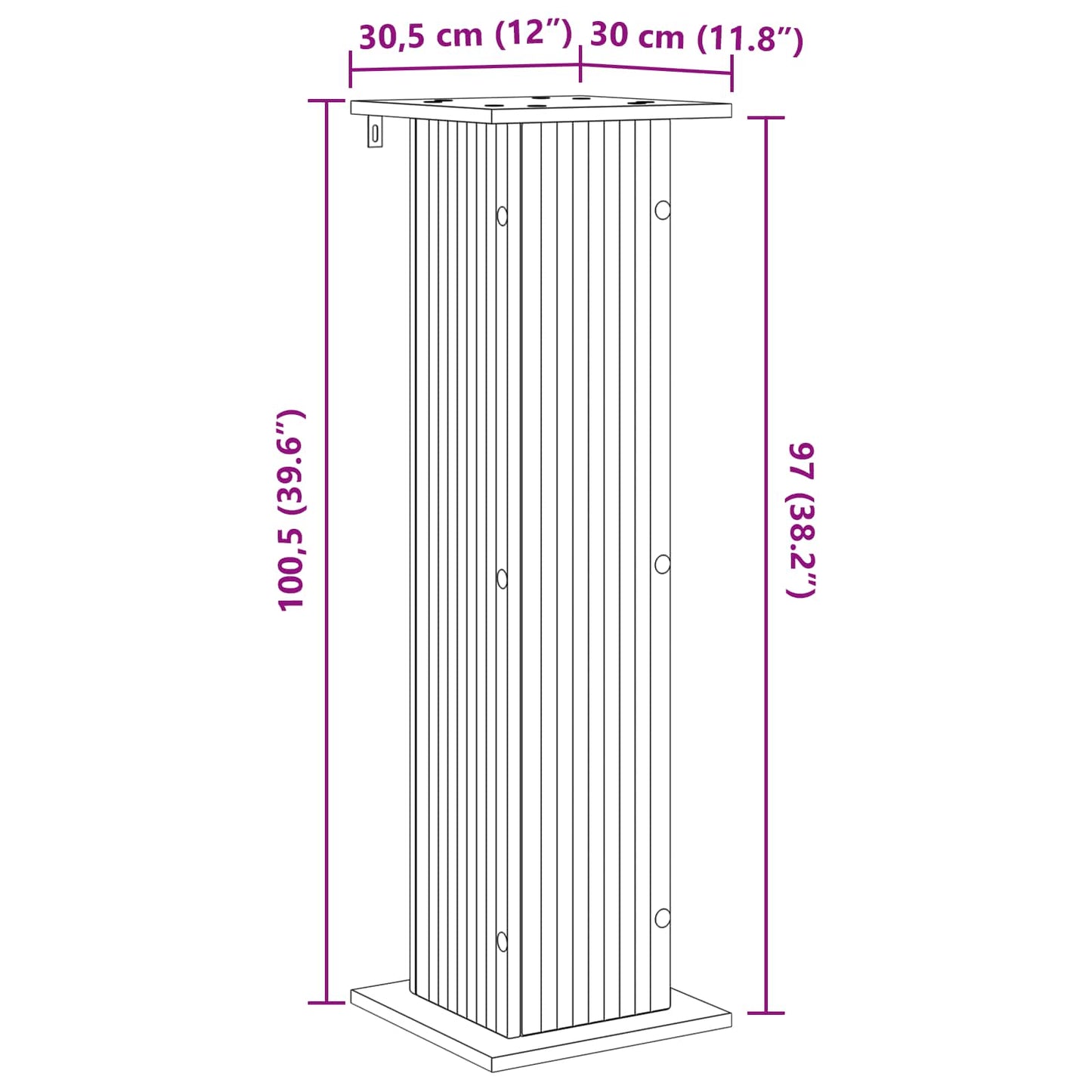 Planteholder 2 pcs Sort 30,5 x 30 x 100,5 cm Konstrueret træ
