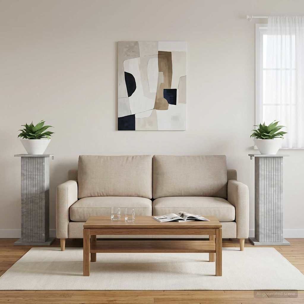 Planteholder 2 pcs Betongrå 30,5 x 30 x 80,5 cm Konstrueret træ billede