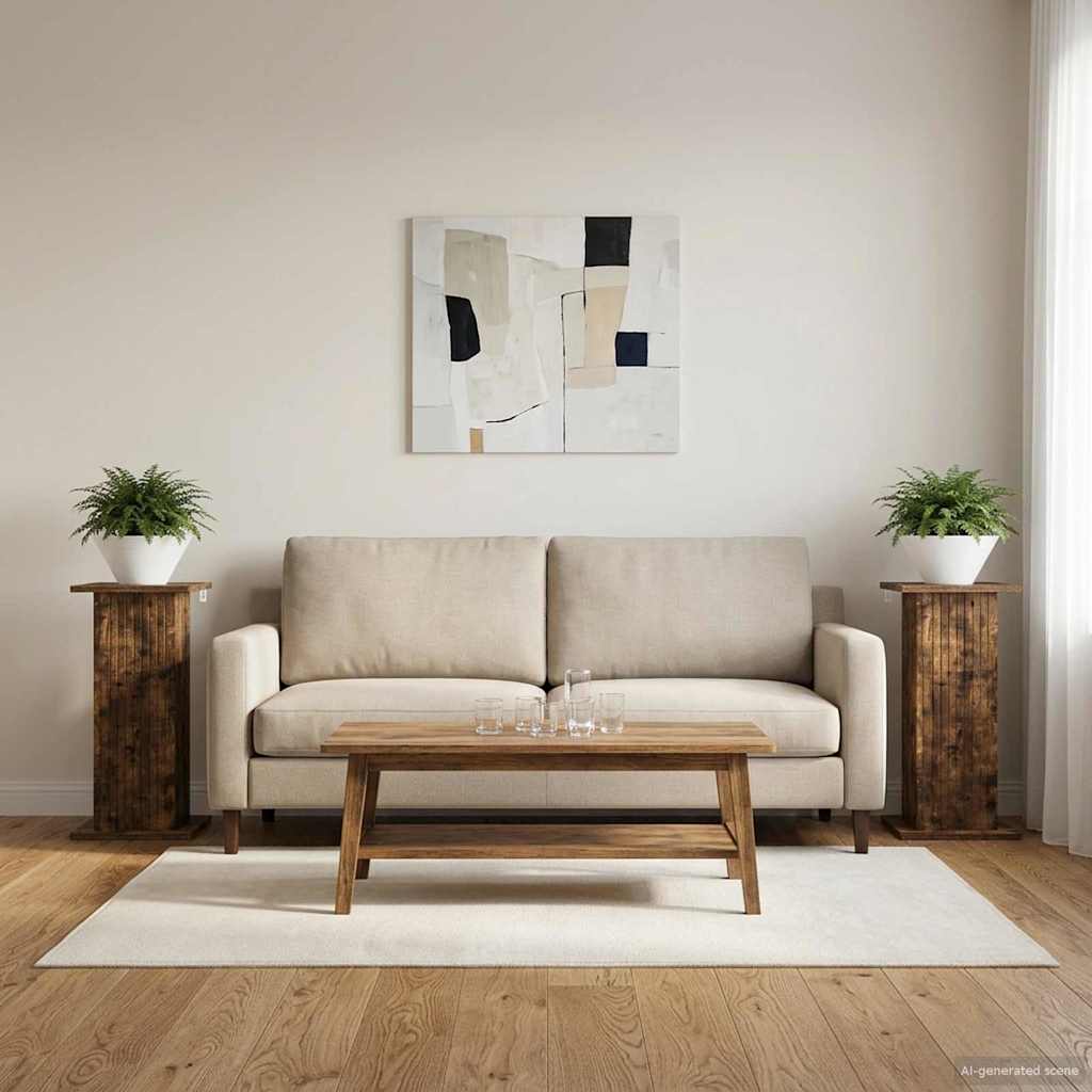 Planteholder 2 pcs Røget eg 30,5 x 30 x 60,5 cm Konstrueret træ