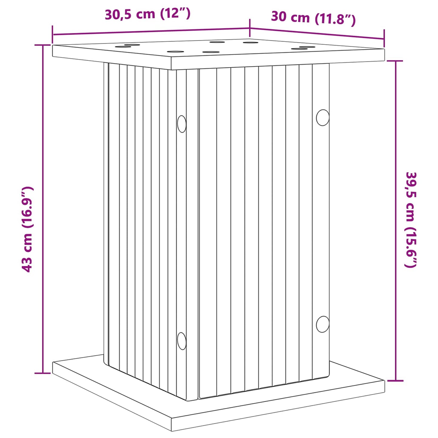 Planteholder Sonoma-eg 30,5 x 30 x 43 cm Konstrueret træ