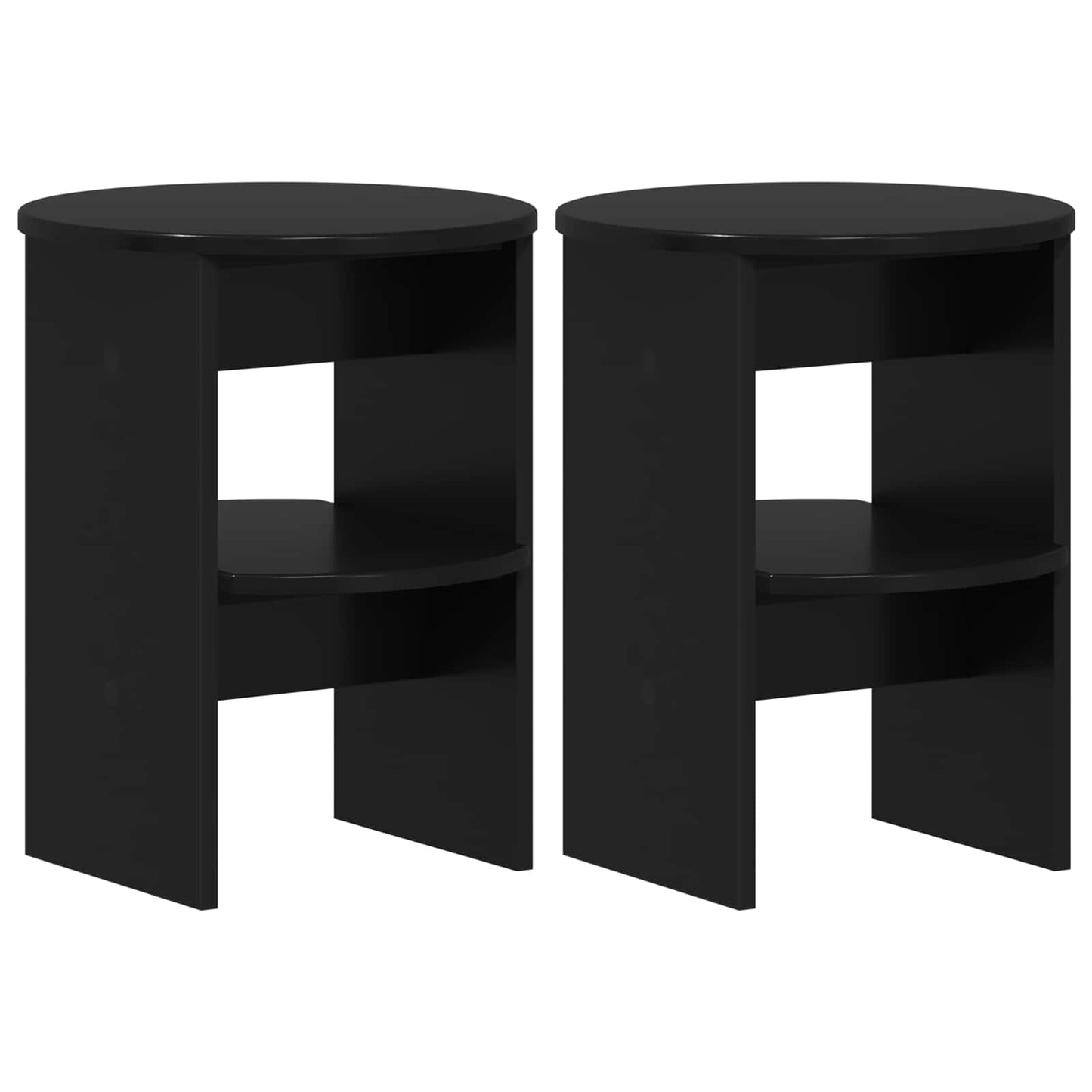 Sideskab 2 pcs Sort Ø40 x 50 cm Konstrueret træ