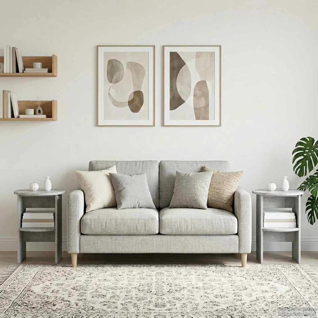 Sideskab 2 pcs BetonGrå Ø40 x 50 cm Konstrueret træ