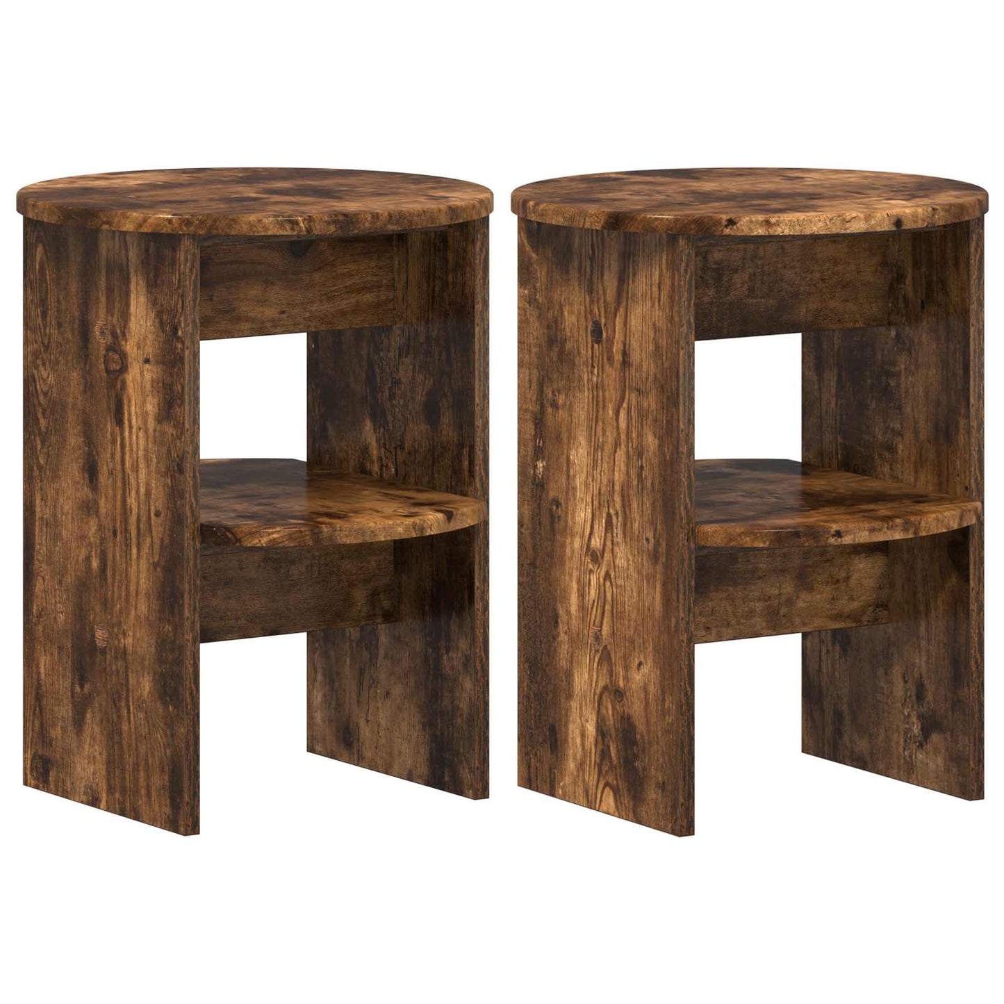 Sideskab 2 pcs Røget Eg Ø40 x 50 cm Konstrueret træ