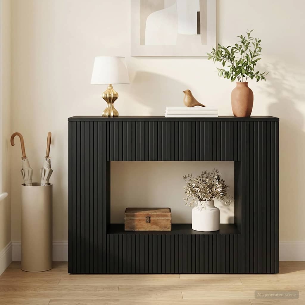 Konsolbord Stribet Sort 101 x 29 x 74 cm Konstrueret træ