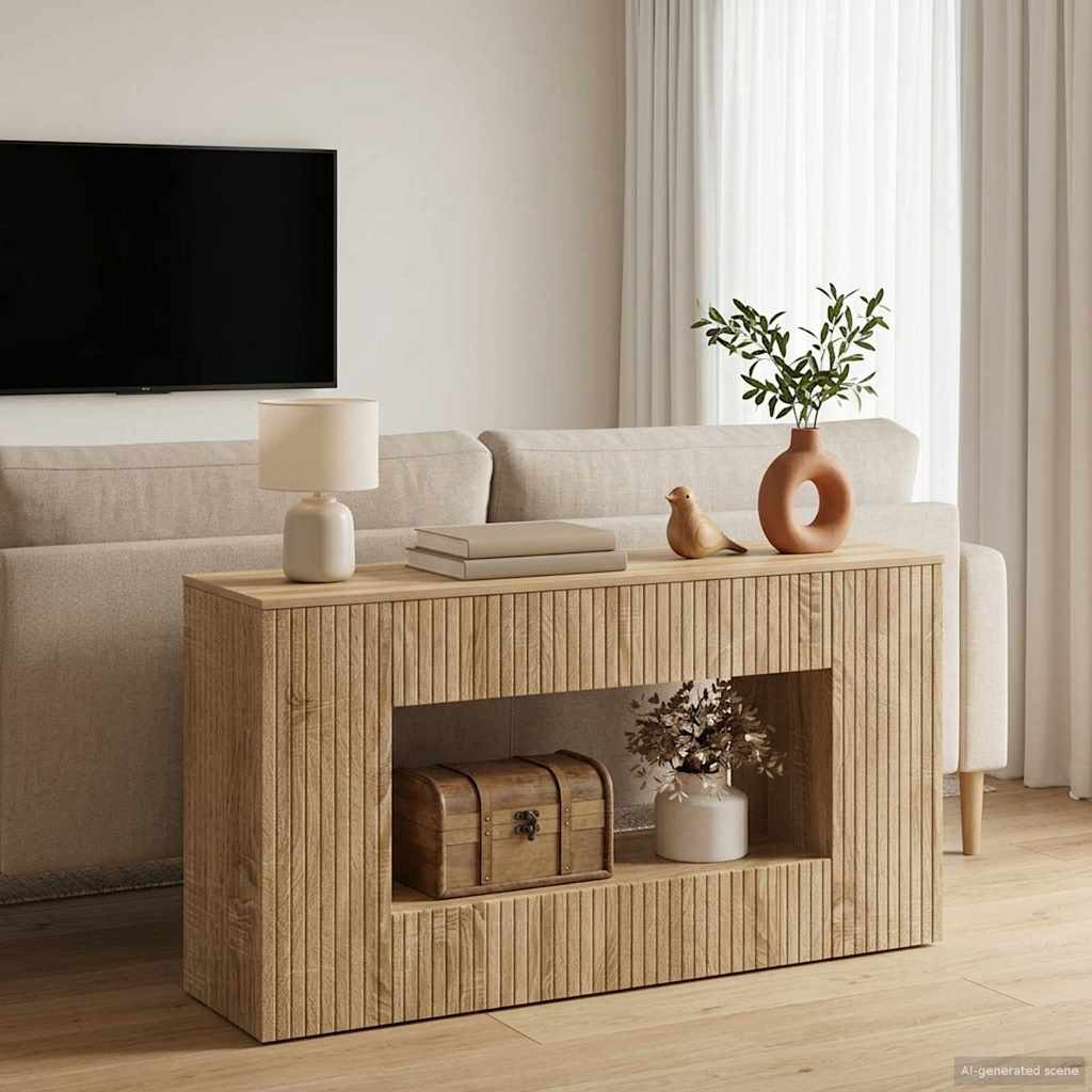Konsolbord Stribet Sonoma eg 101 x 29 x 74 cm Konstrueret træ billede