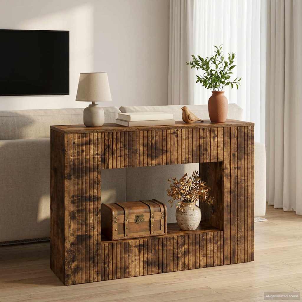 Konsolbord Stribet Røget Eg 101 x 29 x 74 cm Konstrueret træ billede