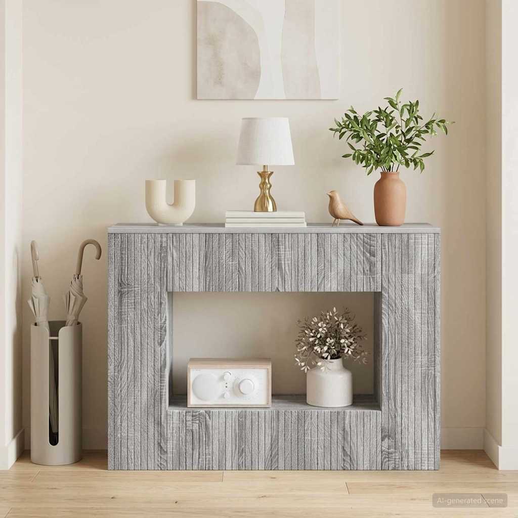 Konsolbord Stribet Grå Sonoma 101 x 29 x 74 cm Konstrueret træ billede