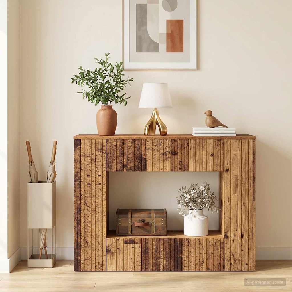 Konsolbord Stribet Gammelt træ 101 x 29 x 74 cm Konstrueret træ