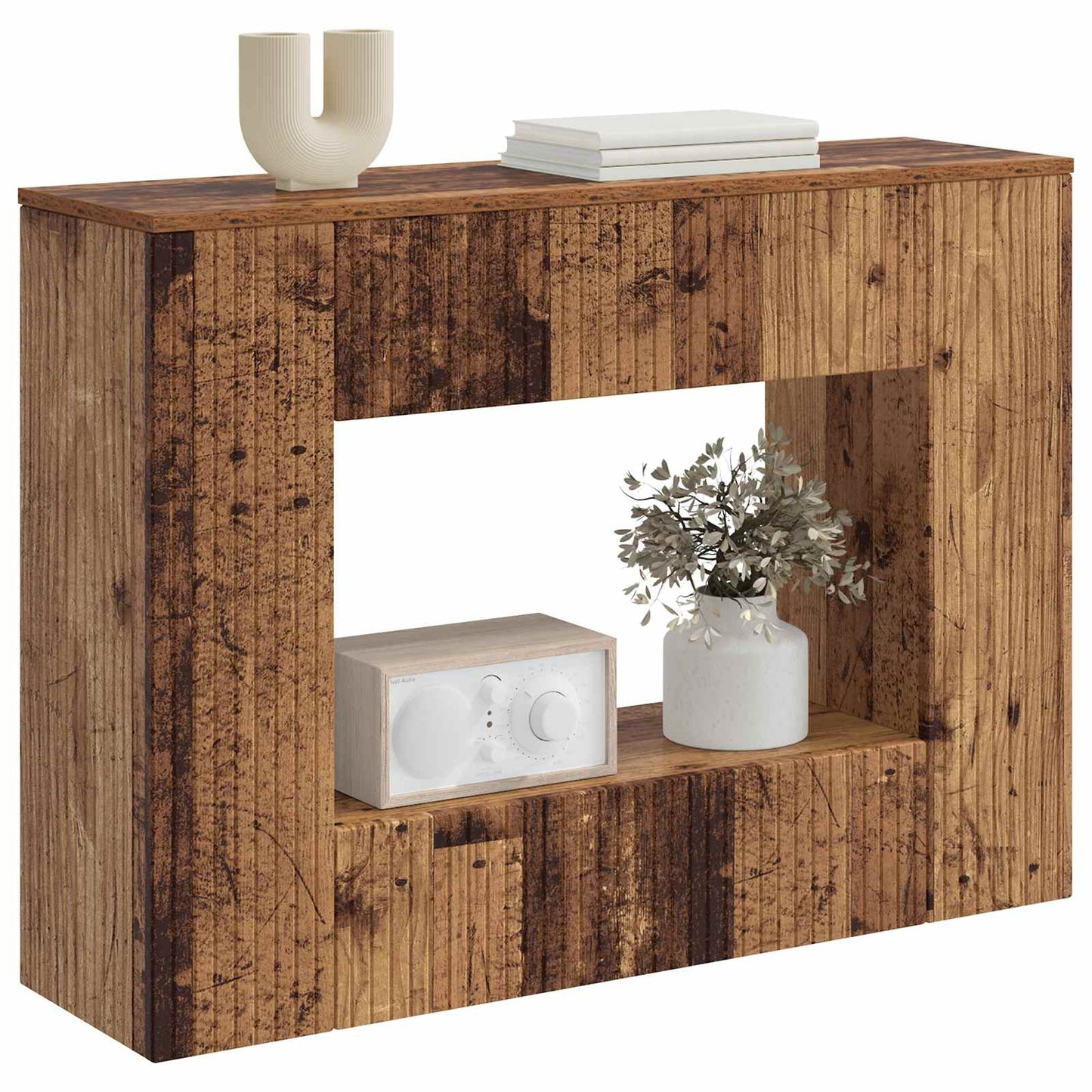 Konsolbord Stribet Gammelt træ 101 x 29 x 74 cm Konstrueret træ