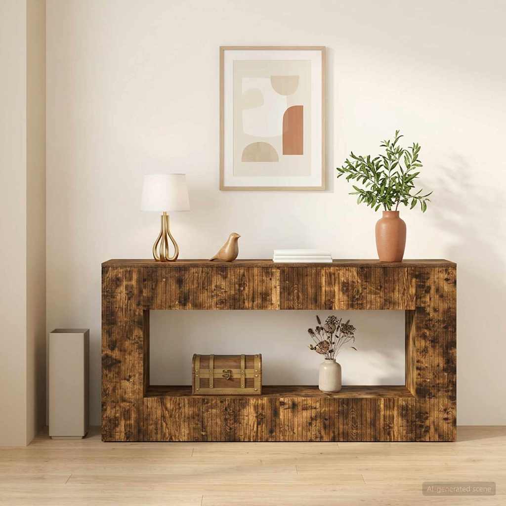 Konsolbord Stribet Røget Eg 155 x 29 x 74 cm Konstrueret træ