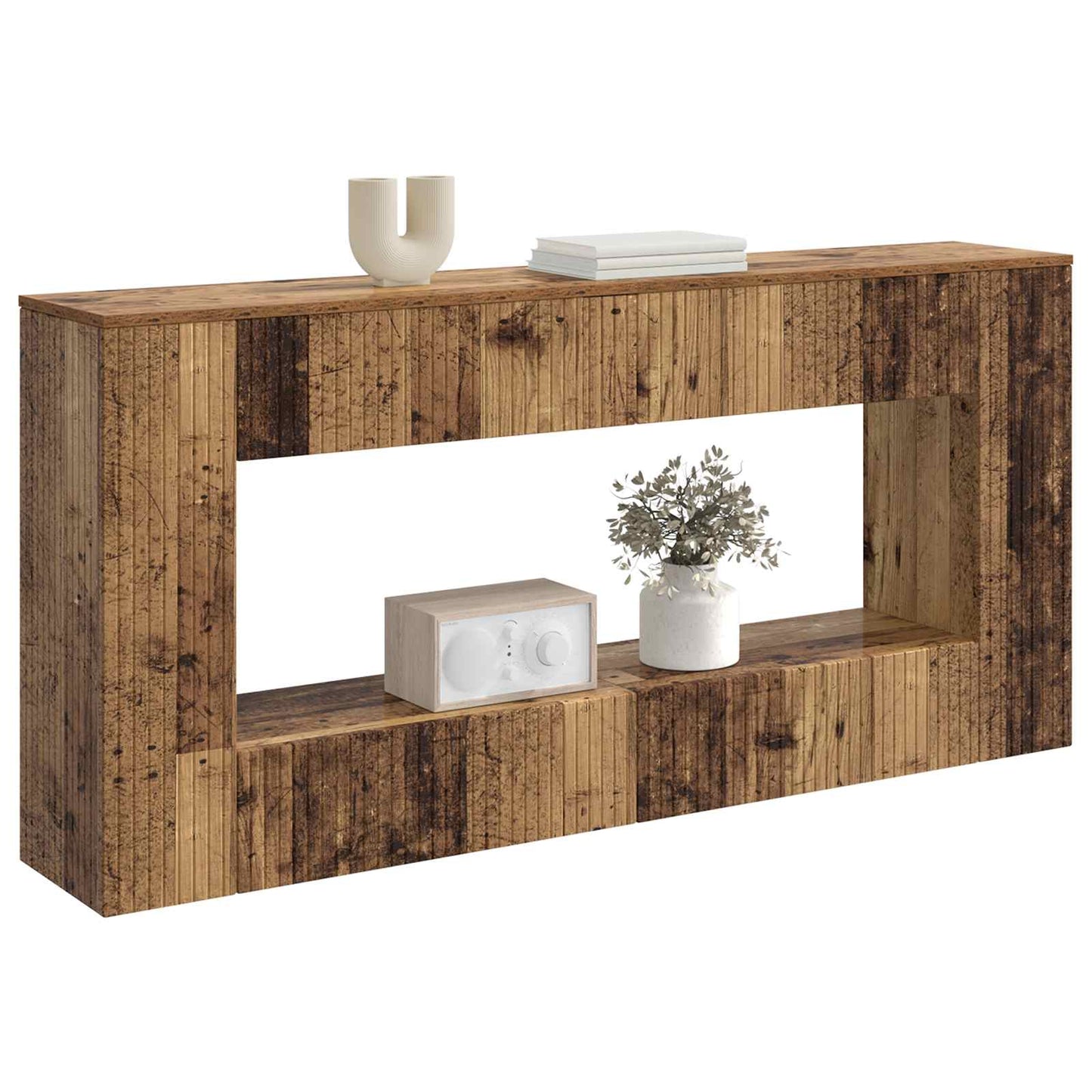 Konsolbord Stribet Gammelt træ 155 x 29 x 74 cm Konstrueret træ
