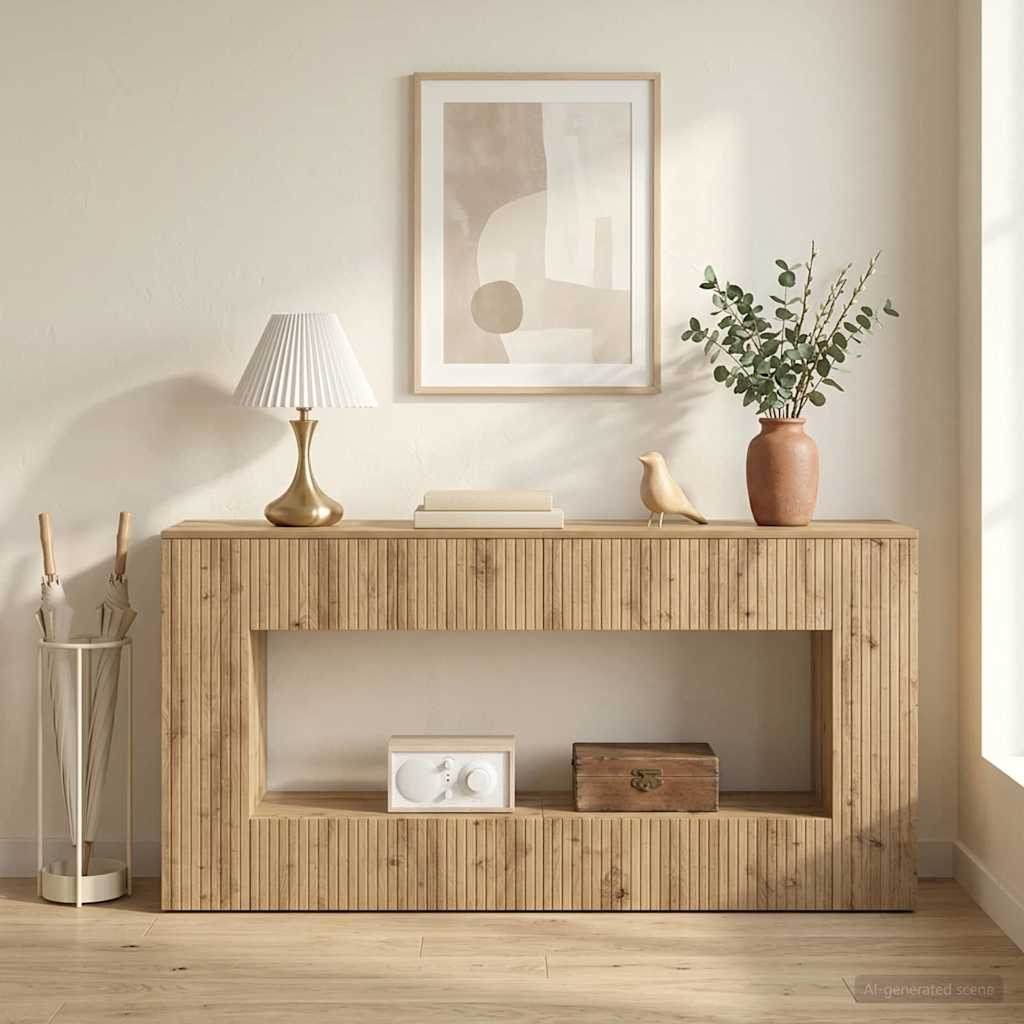 Konsolbord Stribet Artisan Eg 155 x 29 x 74 cm Konstrueret træ