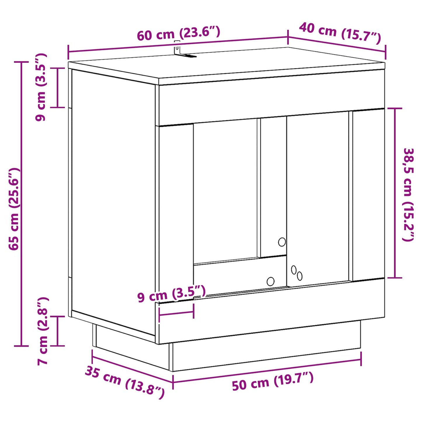 Sidebord Artisan-eg 60 x 40 x 65 cm Konstrueret træ