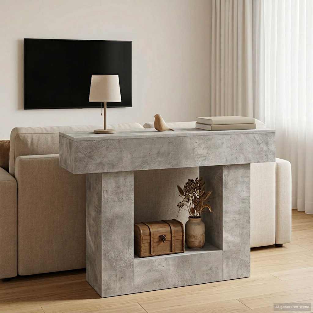Konsolbord i betongrå - 101 × 30 × 74 cm