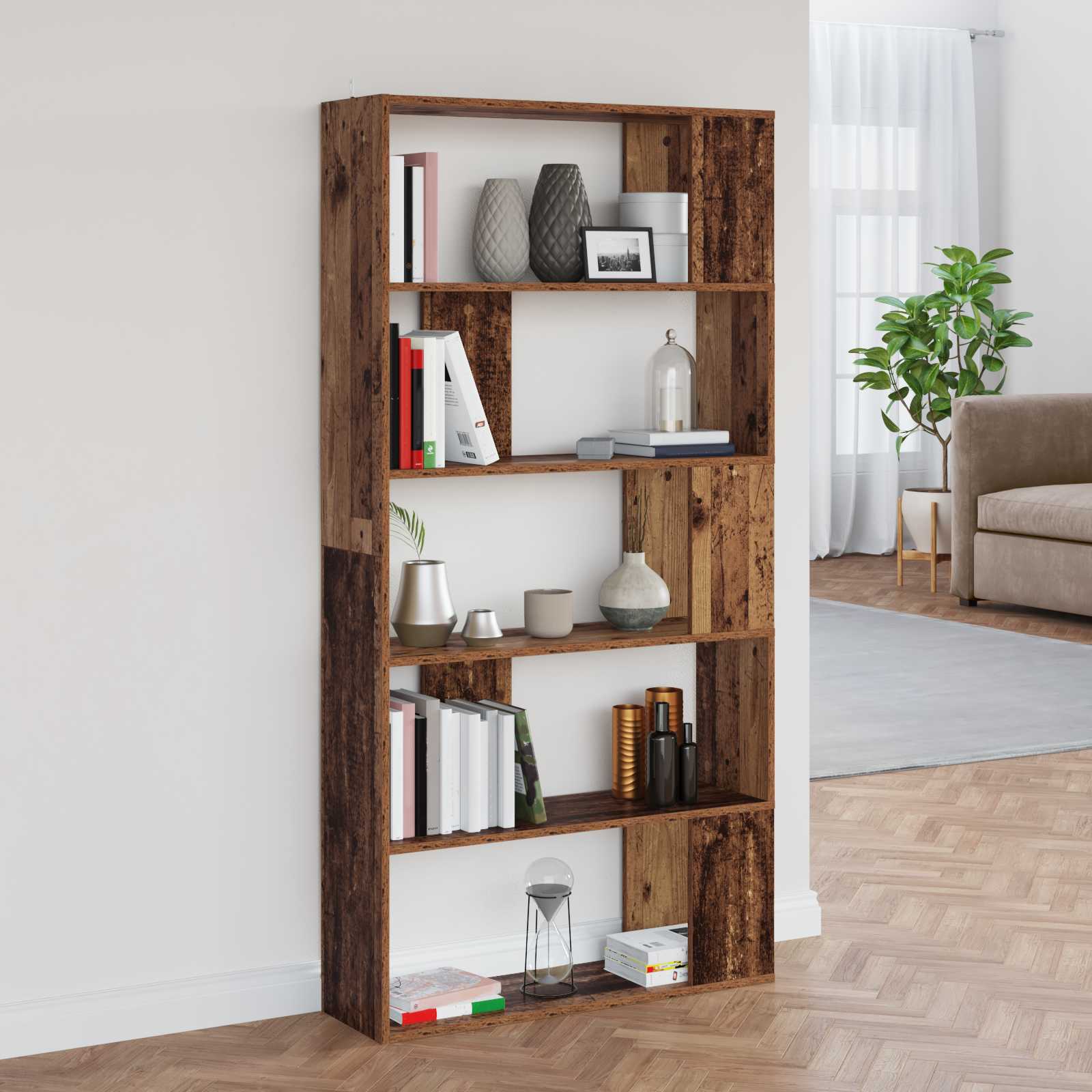 Bogskab Gammelt træ 80 x 24 x 159 cm Konstrueret træ billede
